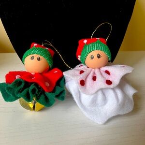 Festive Elf Ornaments in Red and Green